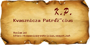 Kvasznicza Patrícius névjegykártya